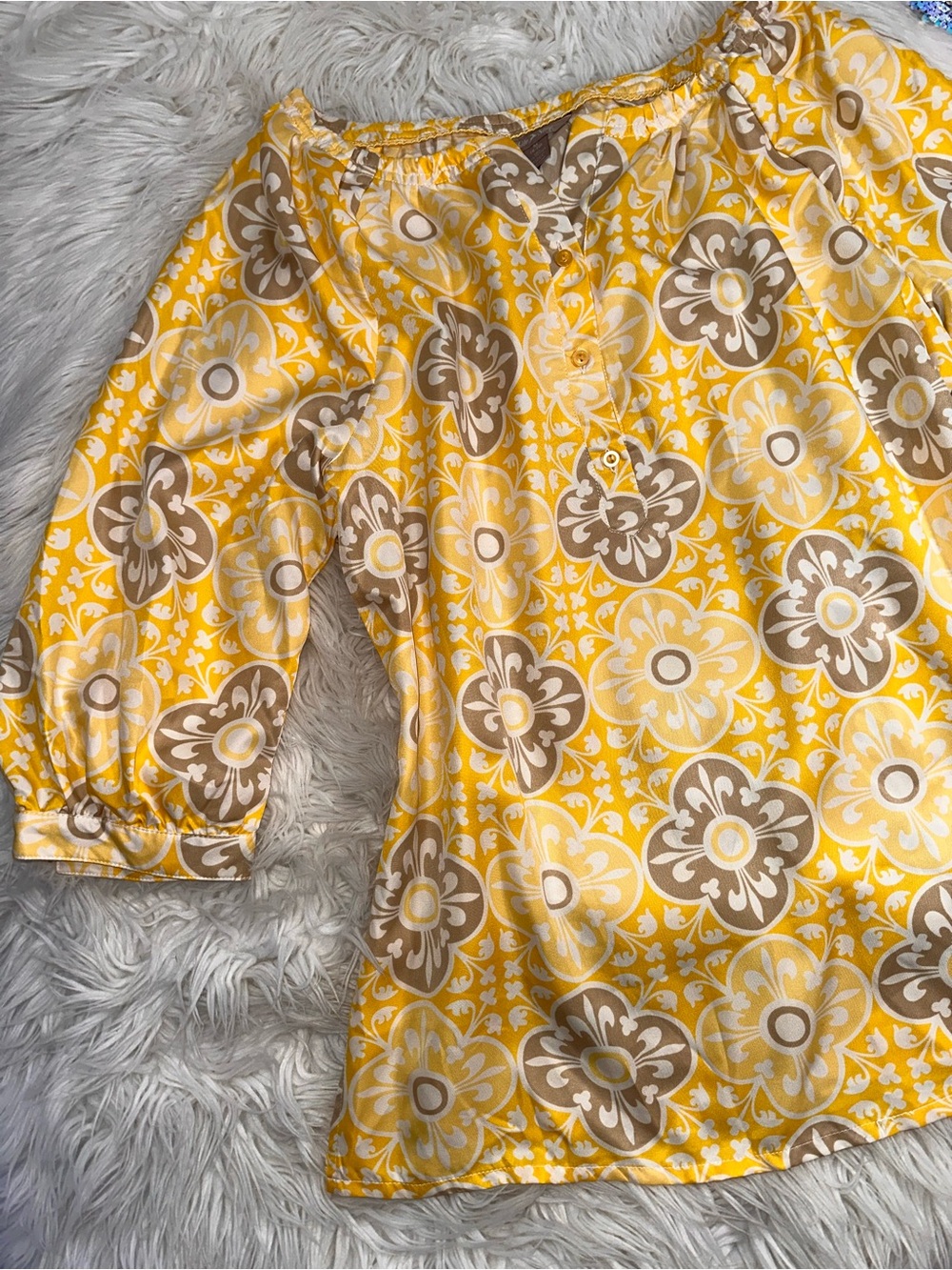 White Stag • Y2K Art Deco Sunny Yellow Floral Tunic - Picture 12 of 12